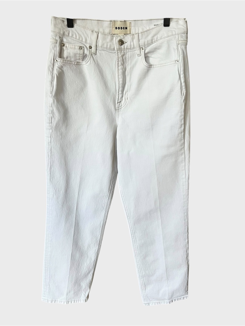 Boden women’s White Ankle Cropped High-Rise Jeans